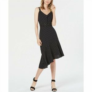 Polka-Dot Asymmetric-Hem Fit & Flare Dress